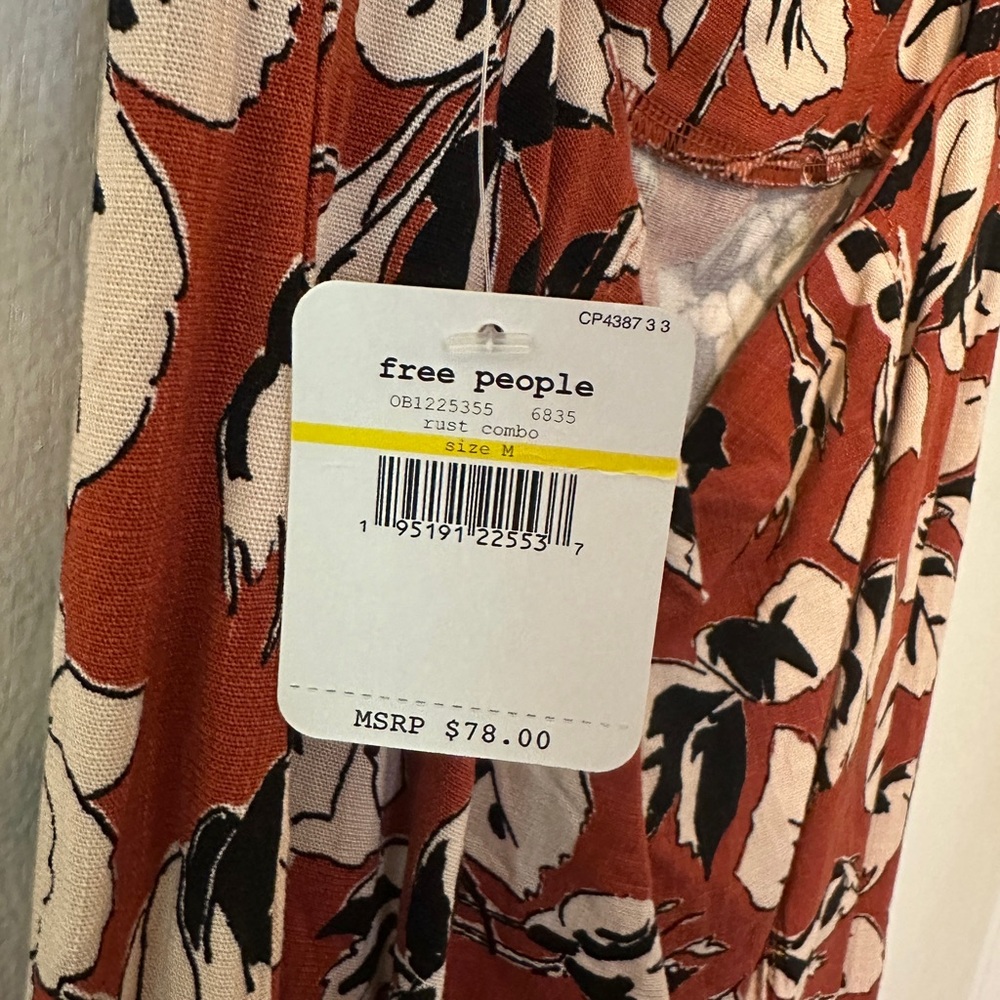 NWT Free People Bring It Back Rust Floral Printed Strappy Slip Mini Dress Size M - Picture 7 of 10